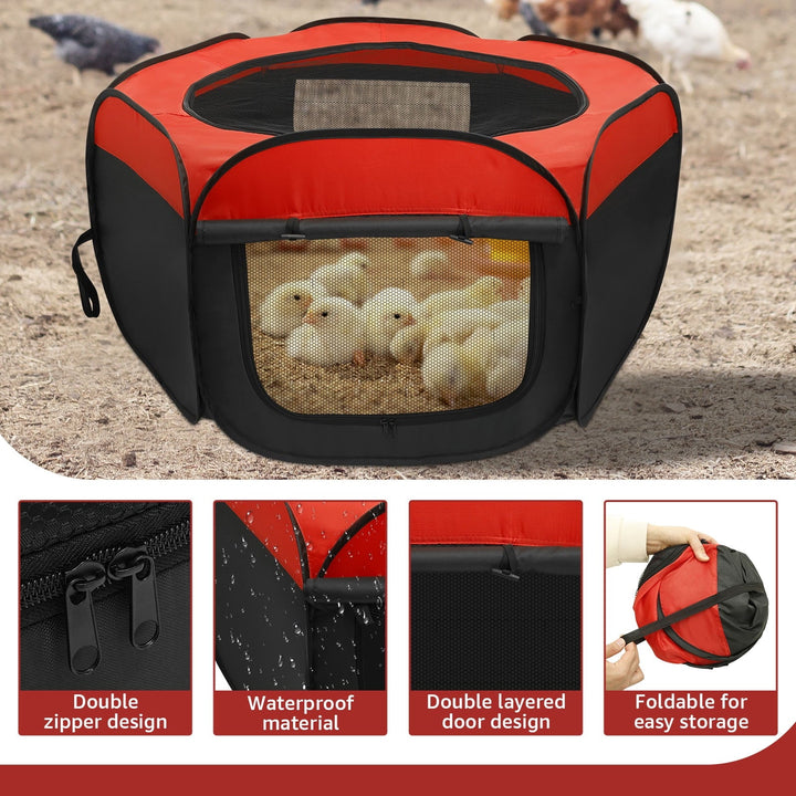 LINFANG Chick Brooder Box Oxford Cloth Chicken Brooder with Double Door Design Practical Chicken Starter Kit with Storage Bag for Small Ducks Cats Dogs Rabbits