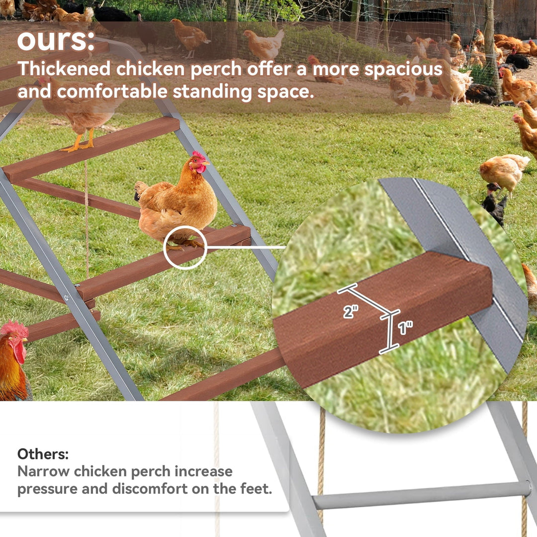 PETSFIT Chicken Roosting Bar,Solid Wood and Rustproof Iron Design, Chicken Perch with Swing for Healthy Poultry-Ideal for Backyard Coops, Farms, Easy to Assemble and Clean