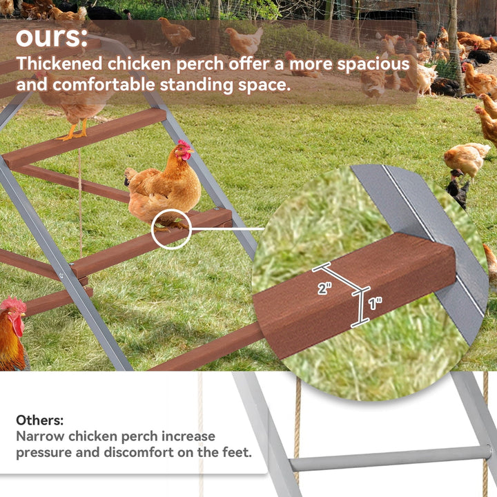 PETSFIT Chicken Roosting Bar,Solid Wood and Rustproof Iron Design, Chicken Perch with Swing for Healthy Poultry-Ideal for Backyard Coops, Farms, Easy to Assemble and Clean