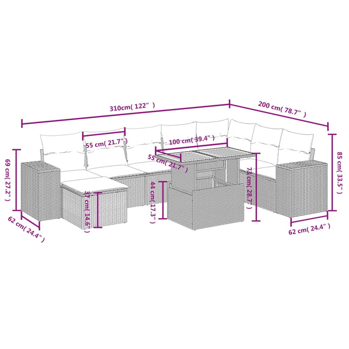 vidaXL Garden Sofa Set Grey