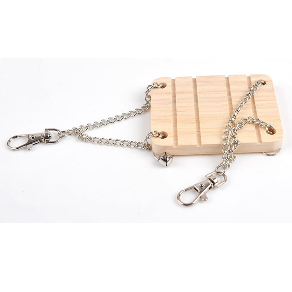 GARENAS Pet Hamster Mouse Wood Swing Hammock Play Toys Small Animal Cage Hanging Seesaw(Beige)