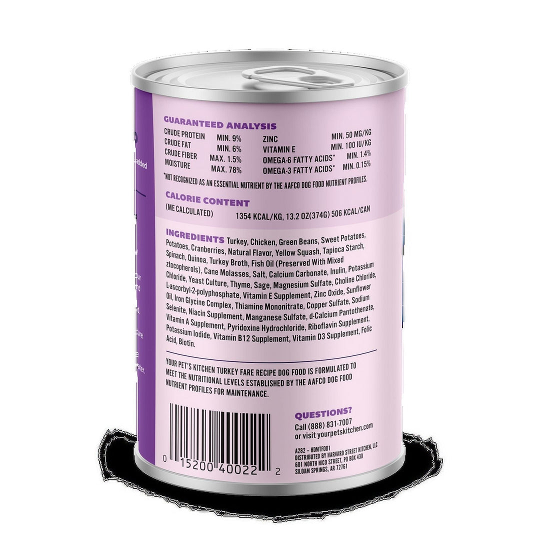 YOUR PET'S KITCHEN Wet Dog Food, Turkey Fare Recipe - 13.2 oz Cans (Pack of 6), Made in The USA with Real Turkey
