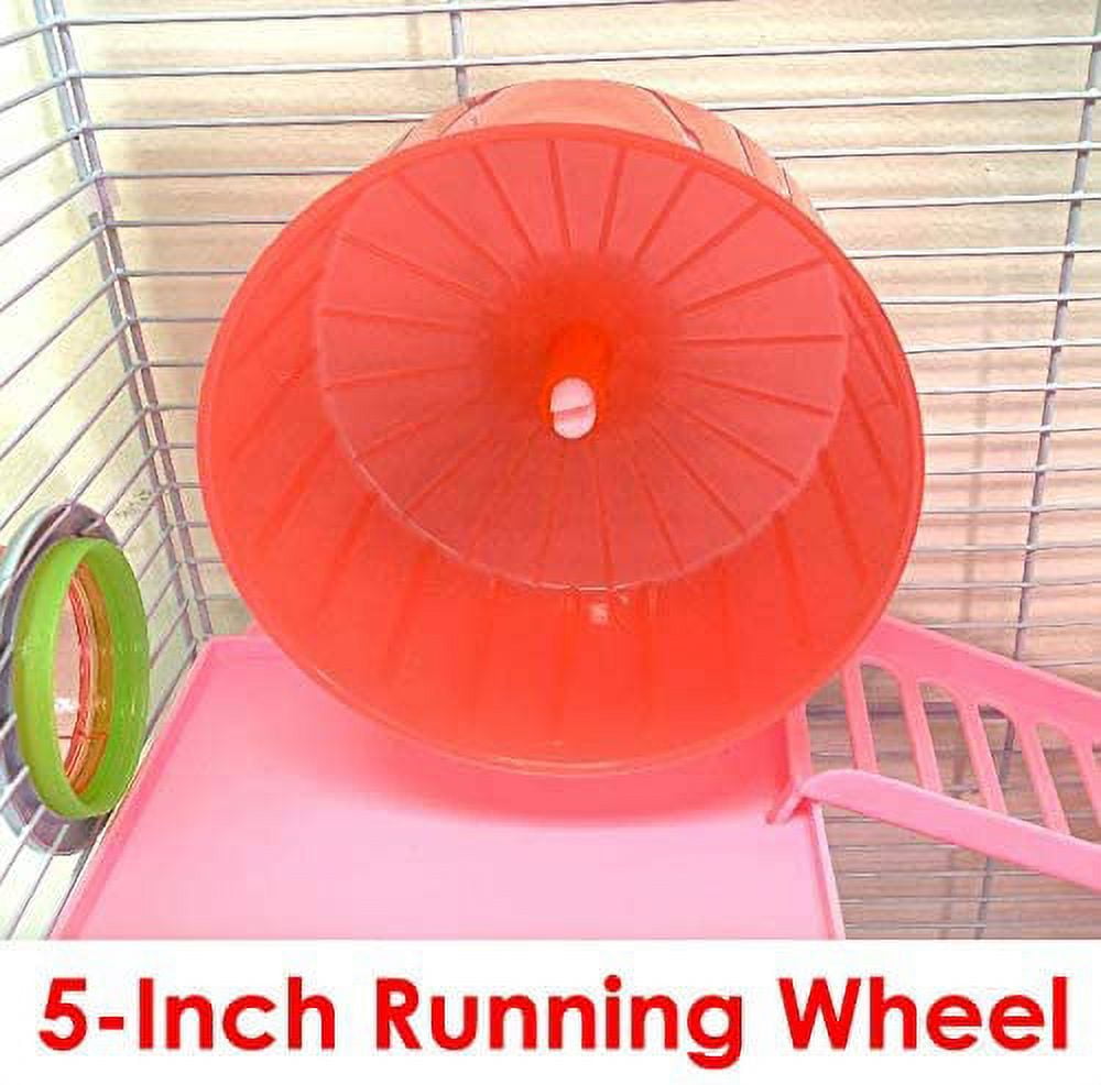 Mcage Large 5-Story Metal Hamster Small Animal Cage with Hide House, Pink