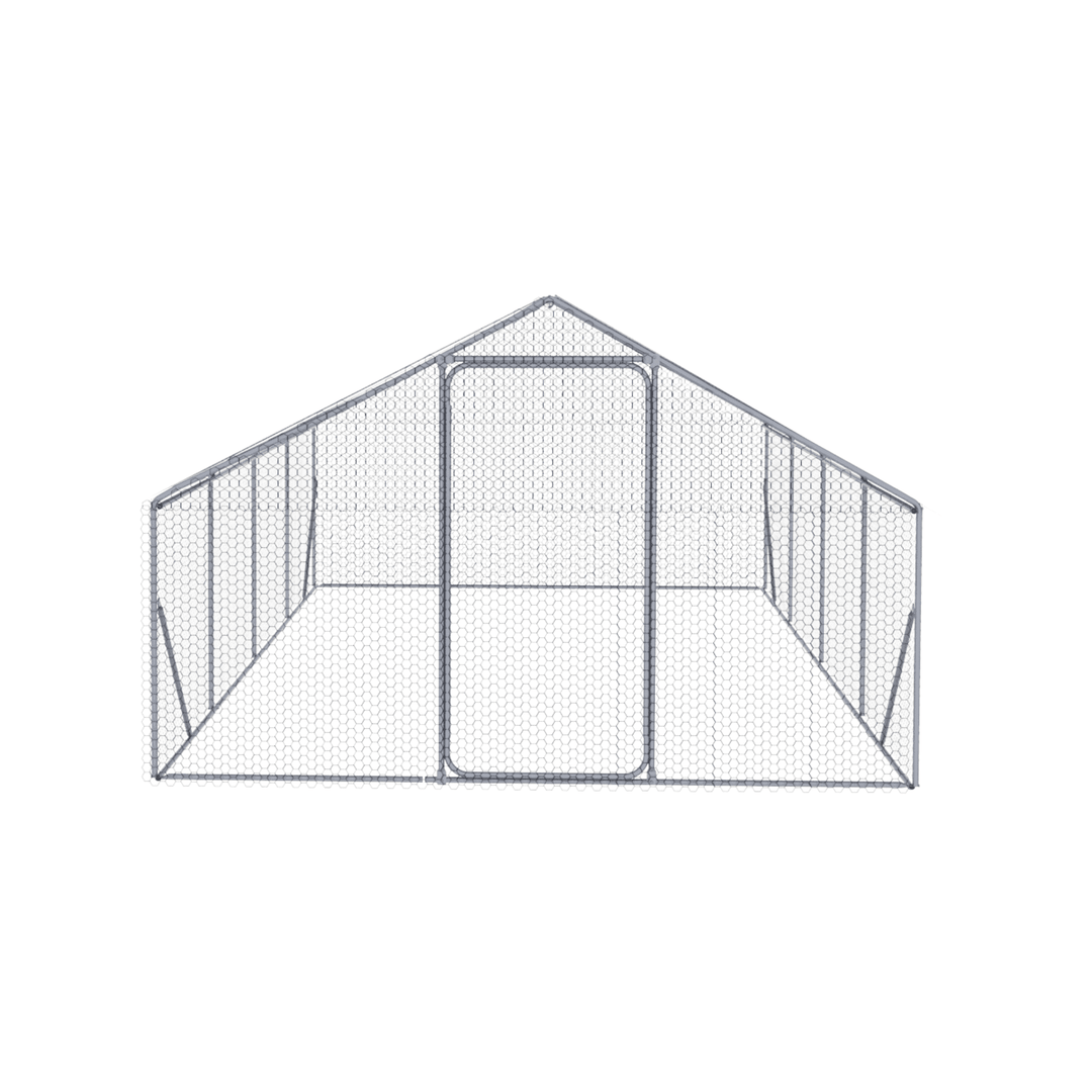 Coowa Outdoor Metal Chicken Coop 20 x 10 x 6 FT Large Chicken Run 3 Unit Walk in Poultry Hen Pen Cage with Lockable Door for Backyard Farm