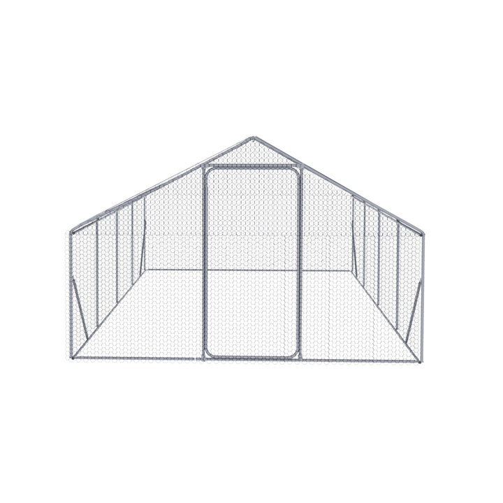 Coowa Outdoor Metal Chicken Coop 20 x 10 x 6 FT Large Chicken Run 3 Unit Walk in Poultry Hen Pen Cage with Lockable Door for Backyard Farm