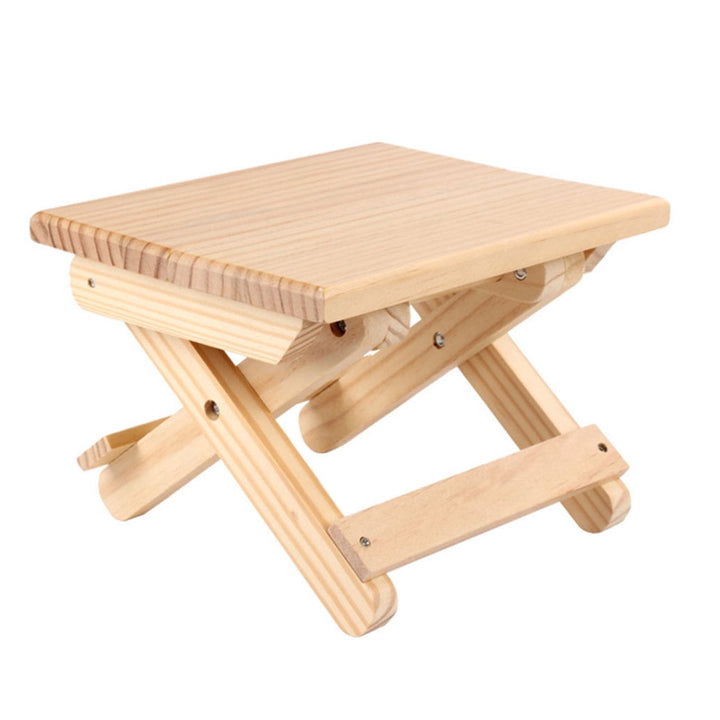 NICEXMAS 1Pack Portable Folding Stool Wooden for Fishing Picnic Park Outdoor Use Light Yellow 11.8x8.3x6.9in