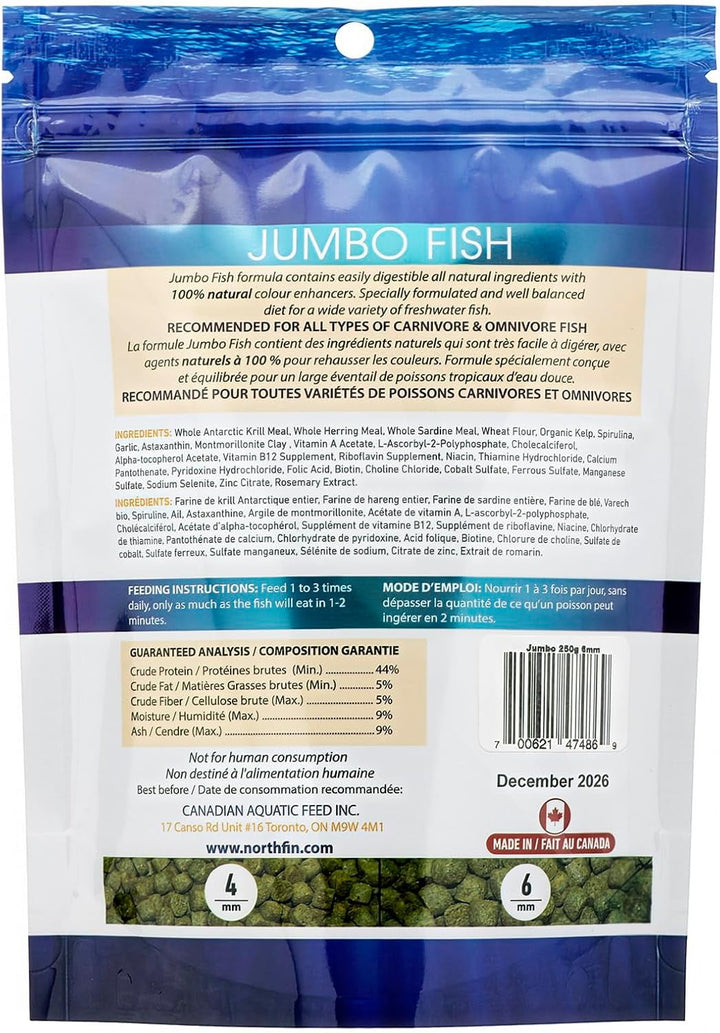 Fish Food Jumbo Formula Slow Sinking Pellets (4mm 500g)
