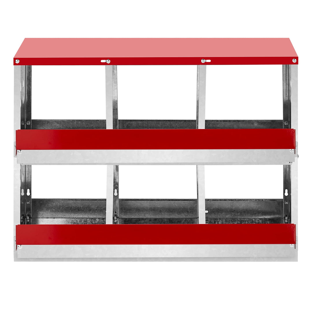 6-Compartment Hen Nesting Box, Roll-Out Design with Basket, Chicken Coop Laying Box