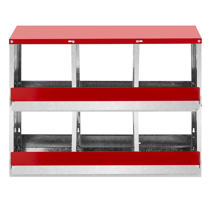 6-Compartment Hen Nesting Box, Roll-Out Design with Basket, Chicken Coop Laying Box