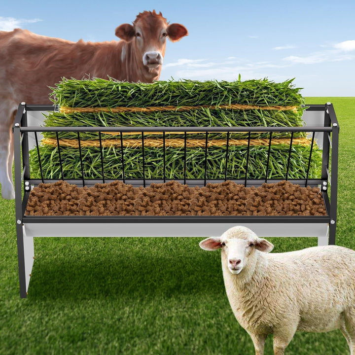 60 Gallon Feeder, Durable Galvanized Steel Pasture Feeder, Non - Deformed for Horses, Cows, Pigs in Outdoor Pasture, Farm Field, Animal Enclosure