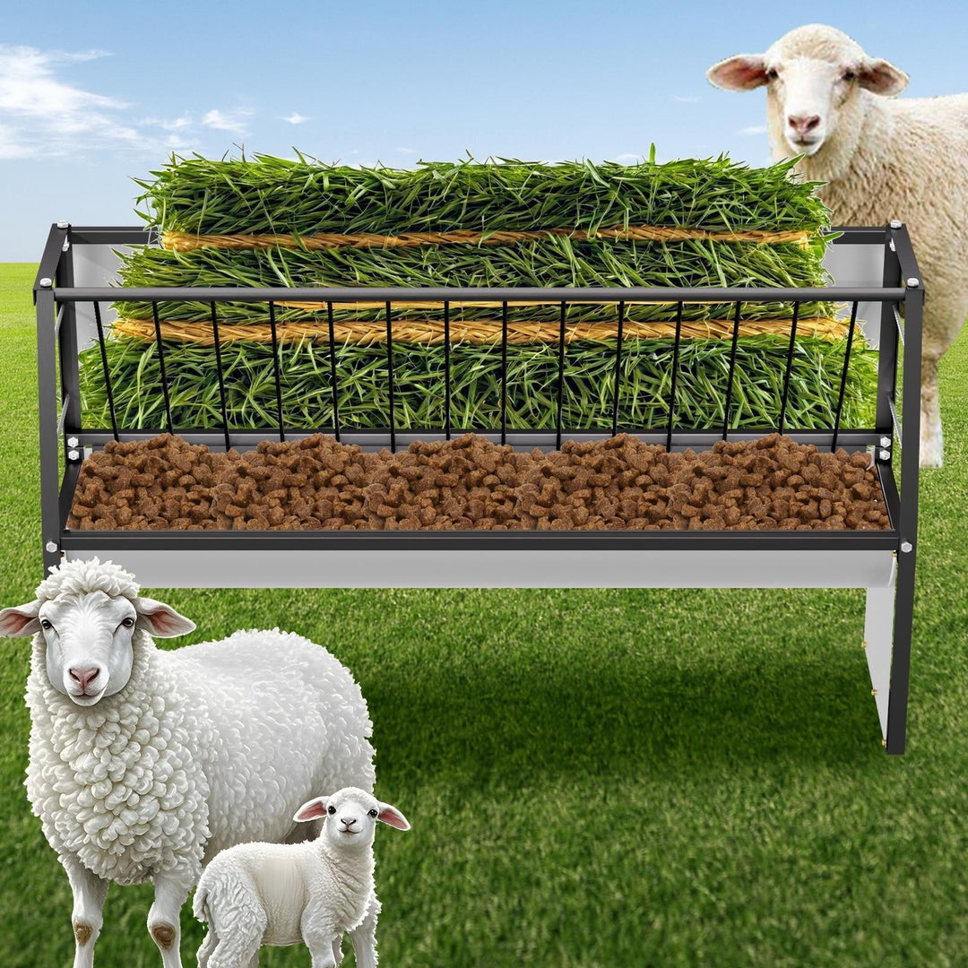 60 Gallon Feeder, Heavy Duty Galvanized Steel Livestock Hay Feeder, Non - Deformed for Goats, Cows, Pigs in Farm Pasture, Barn, Grazing Field