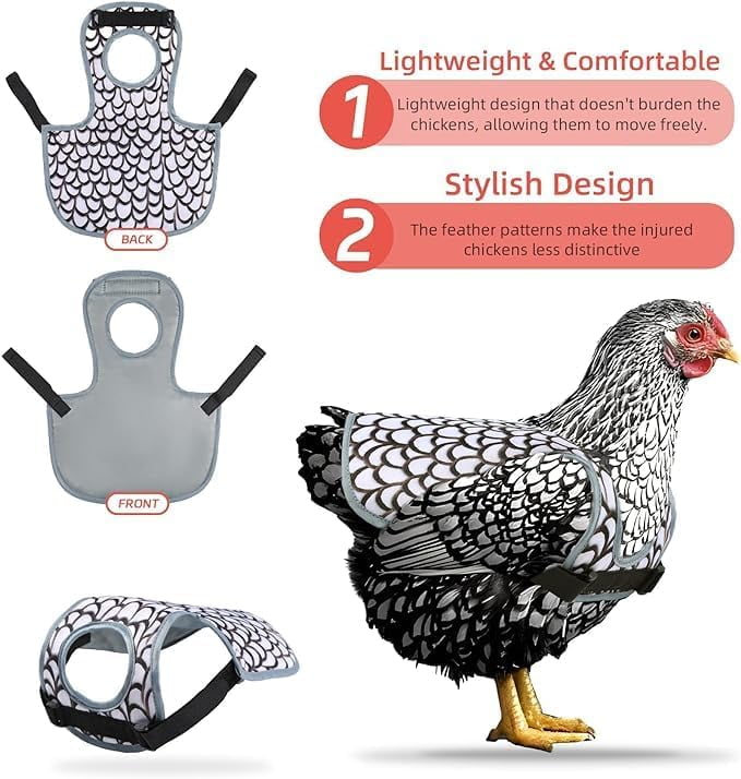 Chicken Saddle for Hens, Chicken Back Protector for Hens, Comfortable & Lightweight Chicken Aprons for Hens