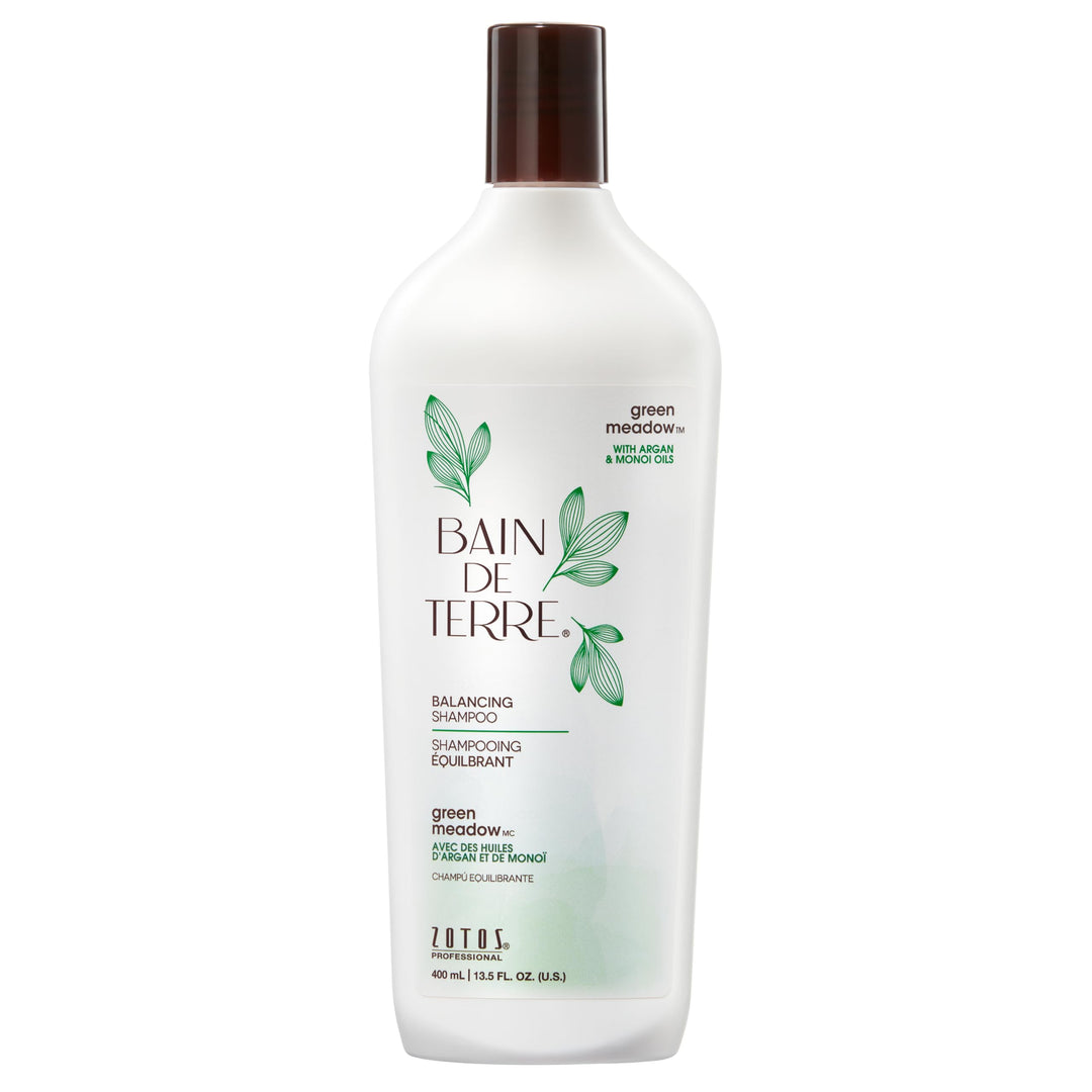 Bain De Terre Green Meadow Balancing Shampoo, Gentle Cleansing For Soft, Silky Hair With Argan & Monoi Oils, Paraben-Free, Color