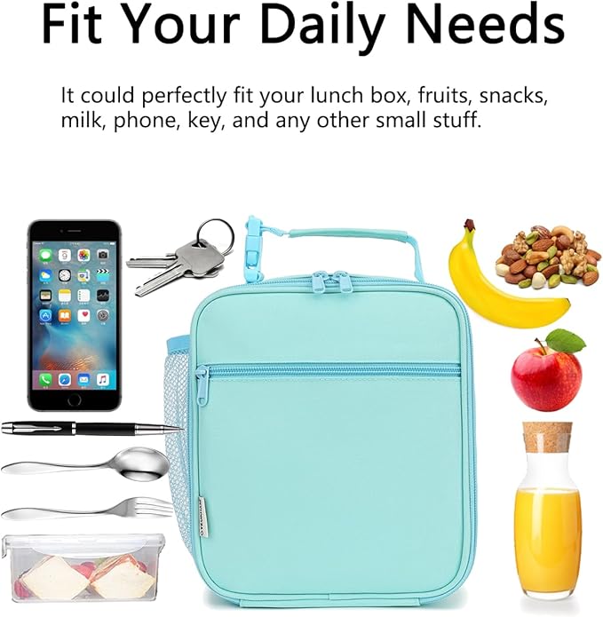 Lunch Box for Kids Boys Girls Men Women, Insulated Small Soft Cooler Lunch Bag Kit for School Work Picnic Travel - Reusable Portable lunchbox, Green