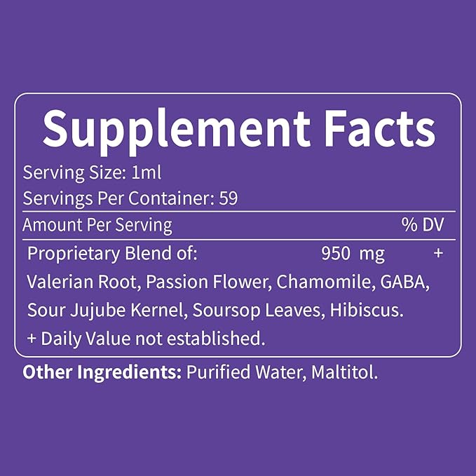 Herbal Drops, Extract with Passion Flower Valerian Root Chamomile Support Sleep Soundly, Fall Asleep Fast & Relaxation. 2oz