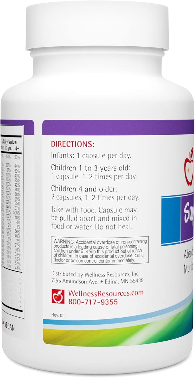 Super Mini-Multi - Children's Multivitamin Swallowable Capsules with Methyl Folate, Methyl B12 and Coenzyme B Vitamins for Growth, Focus, Brain Health (120 Capsules)