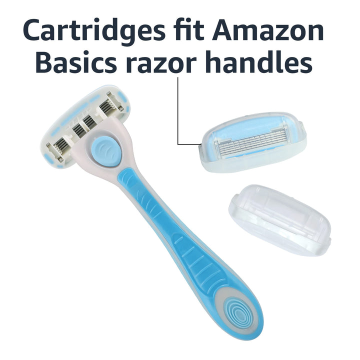 Amazon Basics 5-Blade Razor for Women, Handle, 2 Cartridges & Shower Hanger (Cartridges fit Amazon Basics Razor Handles only) (Previously Solimo)