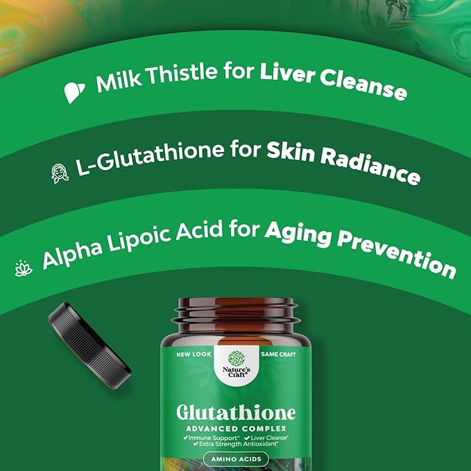 Skin Brightening Glutathione Supplement with Milk Thistle 1000mg - Glutathione Skin Whitening Capsules with Alpha Lipoic Acid for Liver Care, Energy Support & Immune Help - for Men & Women - 30 Count