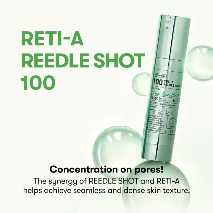 VT COSMETICS Reti-A Reedle Shot 100 1.69 Fl Oz&Reti-A Reedle Shot 100 2-Step Hydrogel Mask 4pcs