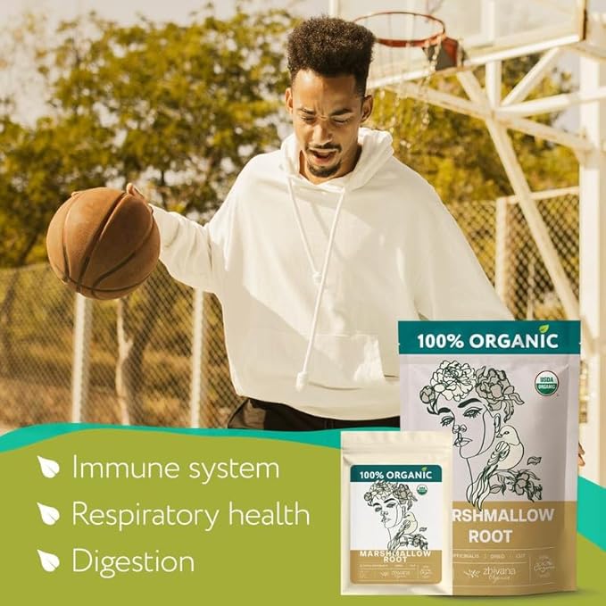 Marshmallow Root Tea (Althea Officinalis) – Organic Marshmallow Root – Throat Tea - Gut Lining, Digestion, Respiratory Health - Blood, Bones, Skin, Hair - Marshmellow Herb – 4 Ounces