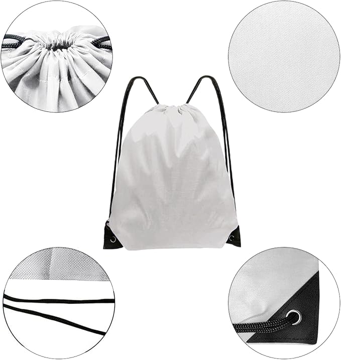 Drawstring Bags Bulk 14 Pcs Drawstring Backpack Bulk Cinch Bag Sackpack for Men Women Gym (White)