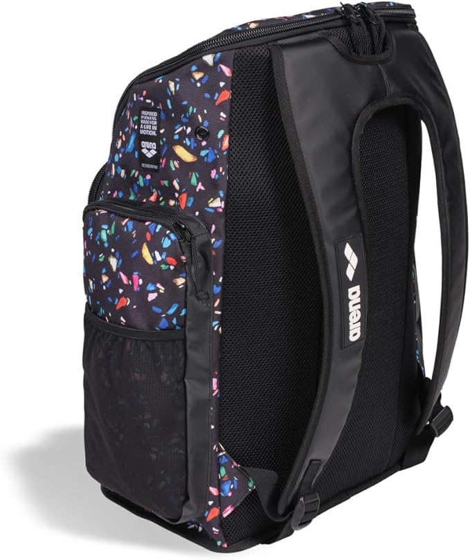 ARENA Spiky III Backpack 45 Swimming Athlete Sports Gym Rucksack Large Training Gear Equipment Swim Bag for Men and Women, 45 Liters, Confetti Black