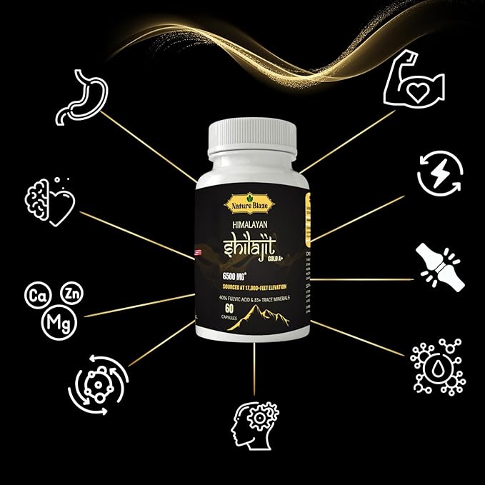 Pure Organic Himalayan Shilajit Capsules for Men & Women (60 Capsules Pack of 1)