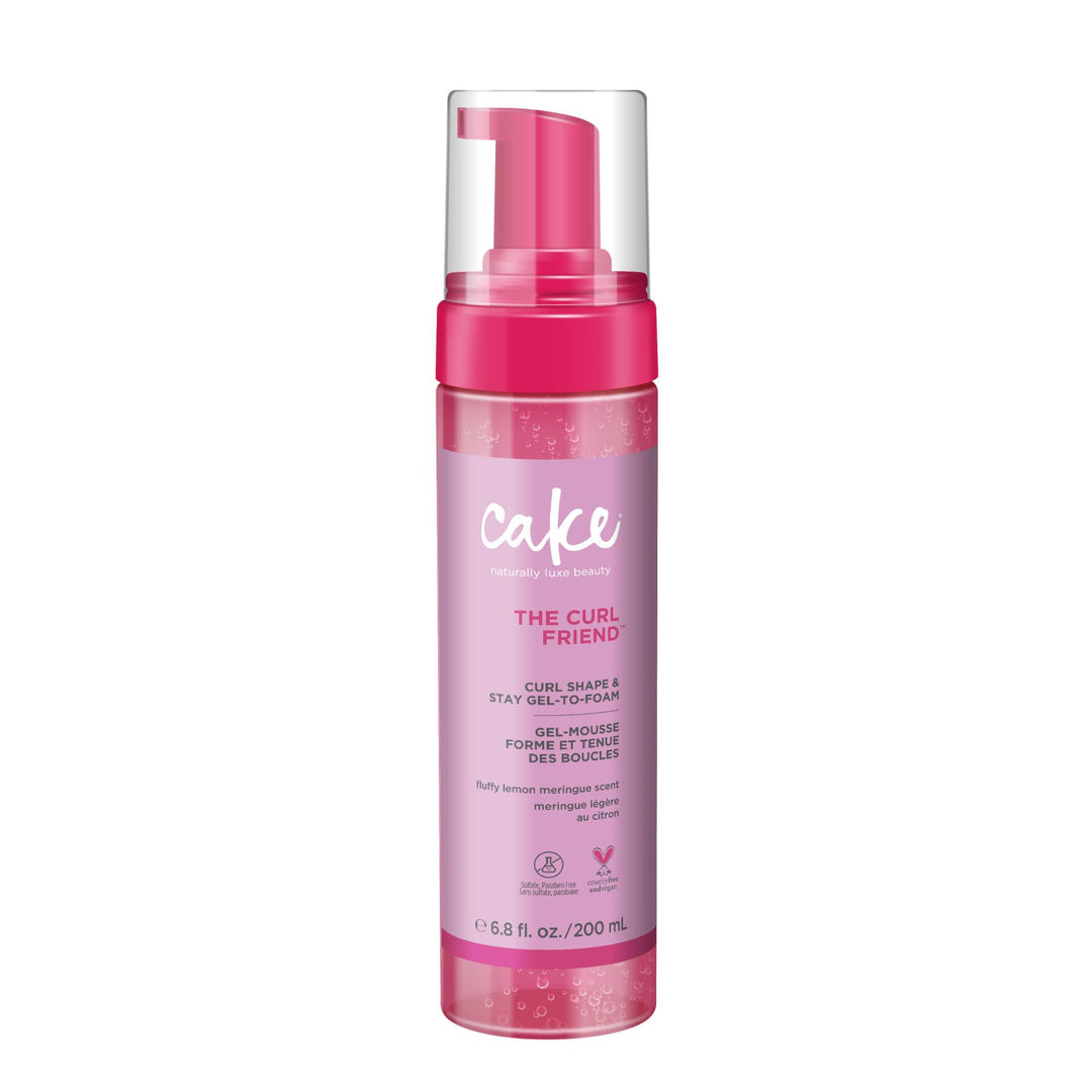 Cake Beauty Gel-to-Foam Styler, The Curl Friend – Volumizing & High Hold Gel to Foam - Flake Free Frizz Control - Infused with Coconut Oil & Shea Butter - For Curly Hair- 6.8 fl oz./ 200 mL