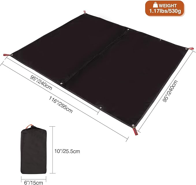 REDCAMP Ultralight Tent Footprint, PU 2000 Waterproof Camping Tent Tarp with Drawstring Carrying Bag, Waterproof Camping Tarp for Outdoor Hiking Camping