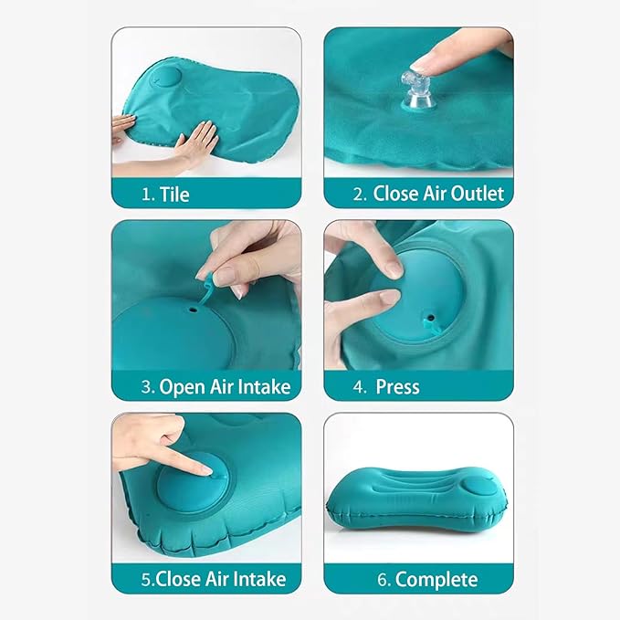 2Pcs Inflatable Camping Travel Pillow Ultralight Inflating Pillows Lightweight Camping Pillow Portable Backpacking Pillow for Neck Lumbar Support Hiking Sleeping Camping (Green)