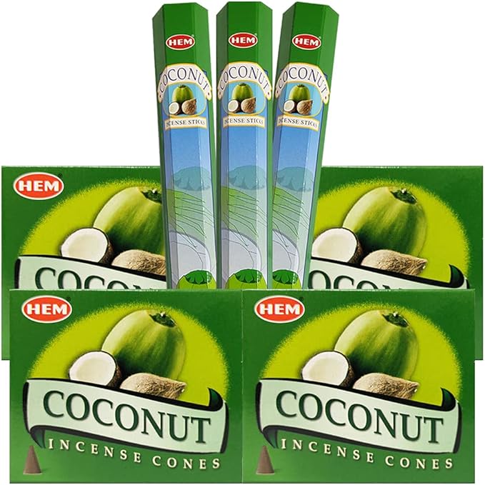 Coconut Incense sticks and cone incense holder variety pack bundle insence insense insienso