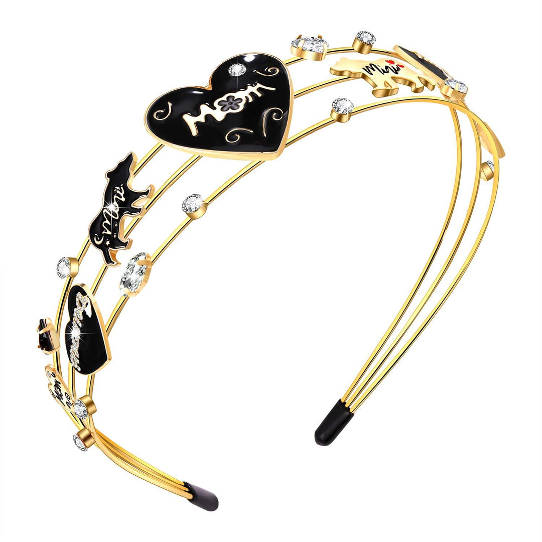 mokkia Mother's Day Headband for Women - Love Heart Enamel and Rhinestone Jeweled Hair Accessories, Gift for Moms