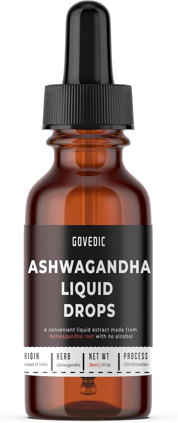 Ashwagandha Liquid Drops Concentrated 1 Fl Oz 30ml | 60 Servings of 500mg Organic Root Tincture Extract Supplement | Stress Relief, Energy & Immunity, Mental Focus, Fast Absorption