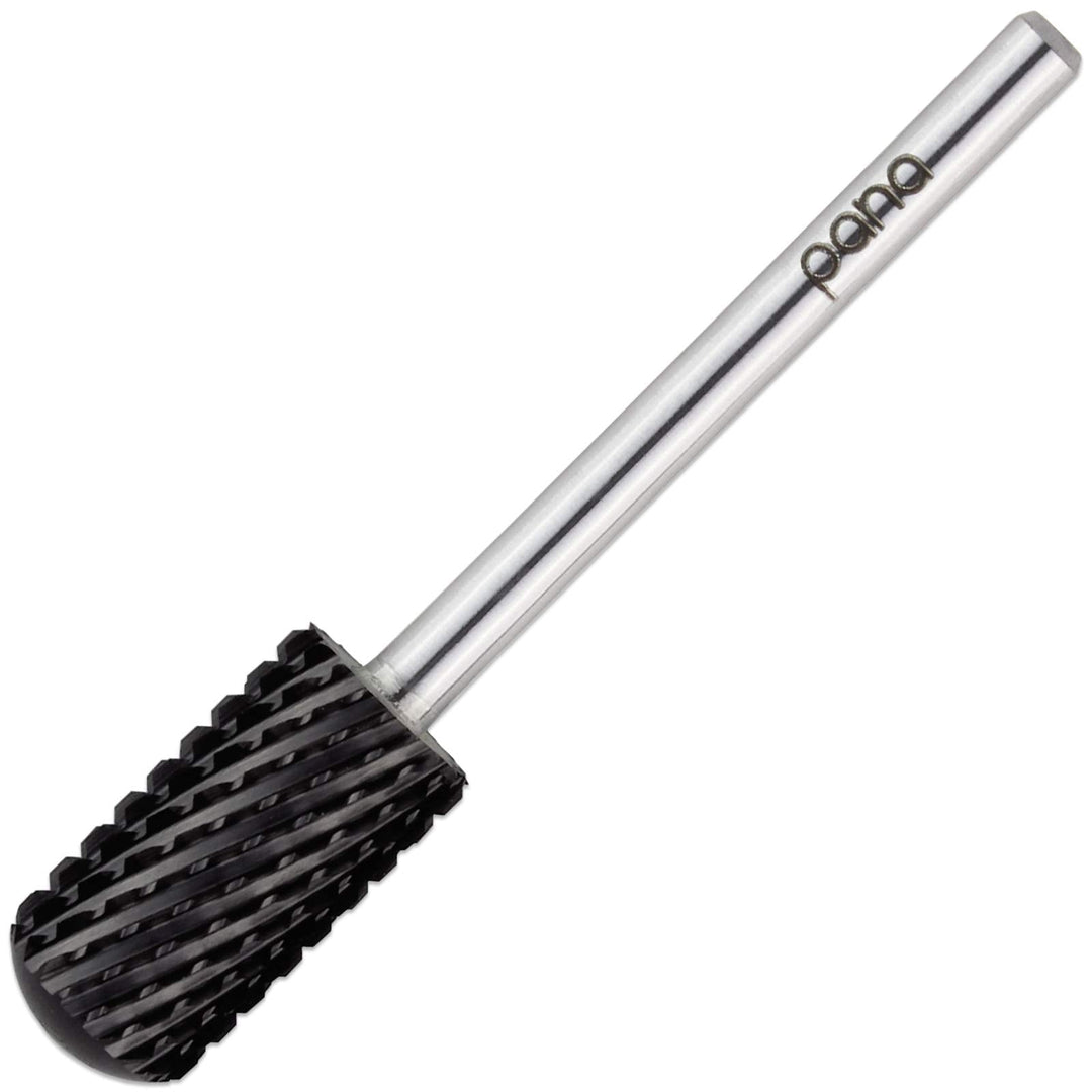 PANA 3/32" Smooth Round Top Safety Carbide Nail Drill Bit for Gel Polish & Acrylic Removal Nail Salon Manicure Pedicure Electric File Tools (Large Barrel - DLC Black, Extra Coarse)