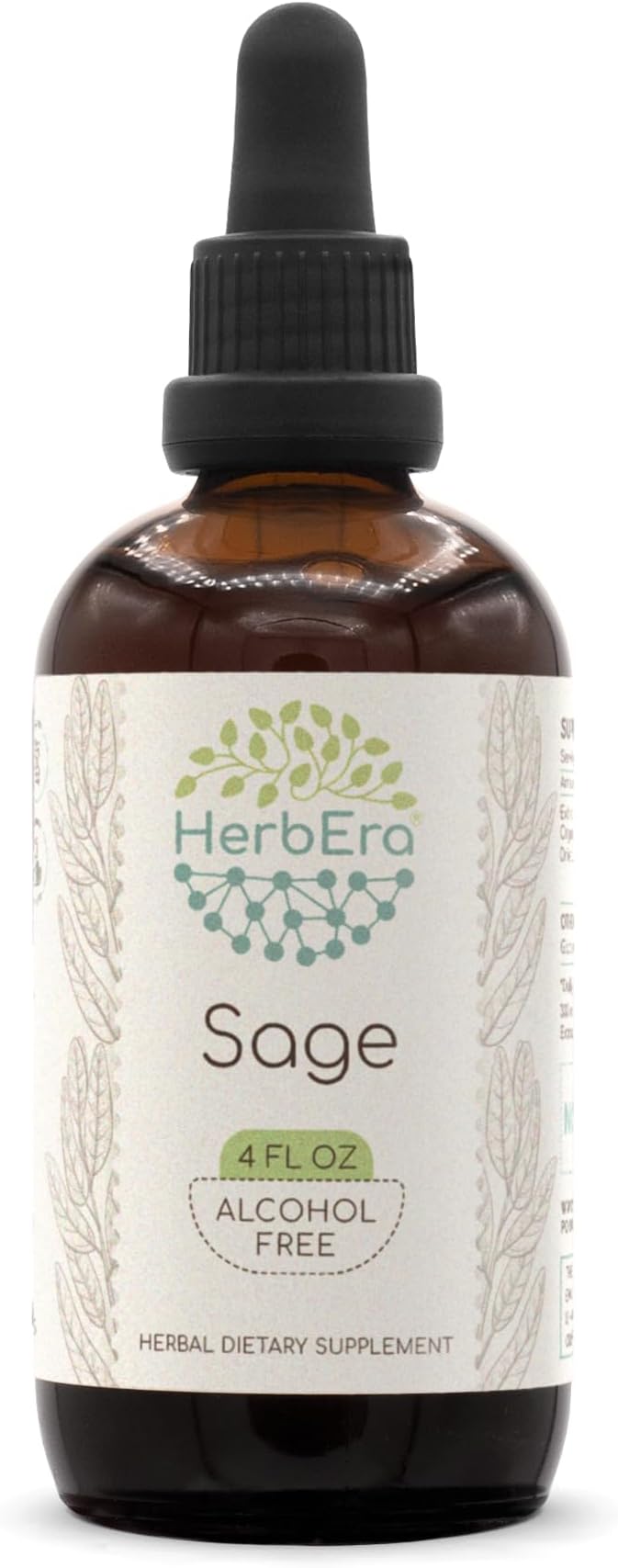 Sage B120 Alcohol-Free Herbal Extract Tincture, Concentrated Liquid Drops Natural Sage (Salvia officinalis) Dried Leaf (4 fl oz)