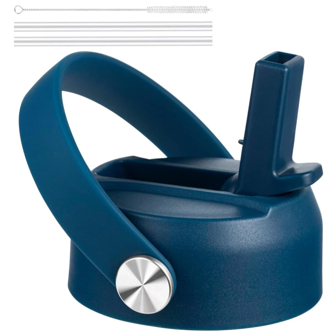 Straw Lid for Hydro Flask Wide Mouth Water Bottles, Top Lids with Straw Compatible with Hydro Flask 32 40 oz, Replacement Cap Wide Mouth Straws Flip Lid Flex Handle (Indigo)