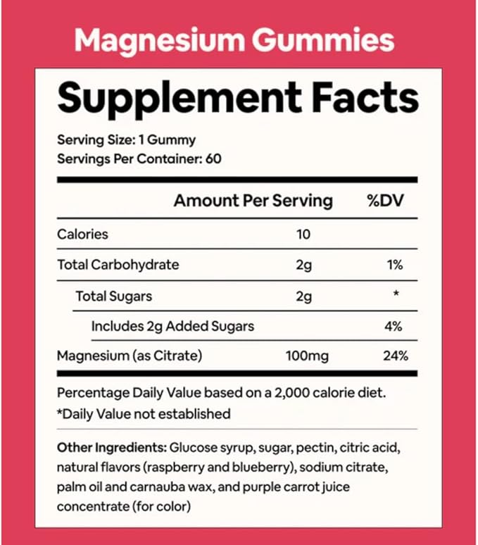 Black Girl Vitamins - Magnesium Gummies, for Sleep, Immunity, and Bone Support. Magnesium Citrate Supplement with (100mg) per Serving, Gluten-Free (Mixed Berry). 60ct