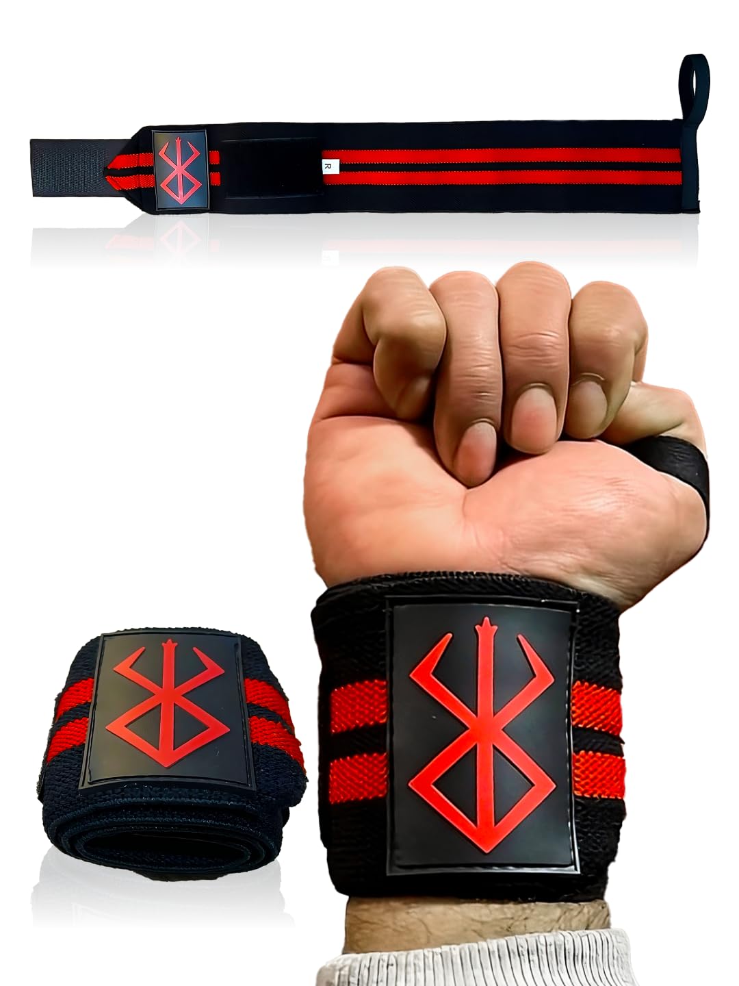 Queen Supply Products Anime Wrist Wraps Lifting Straps 24" for Men and Women - 1 Pair Each, Gym Accessories Support Weightlifting, Exercise Training, and Improve Workout (Red)