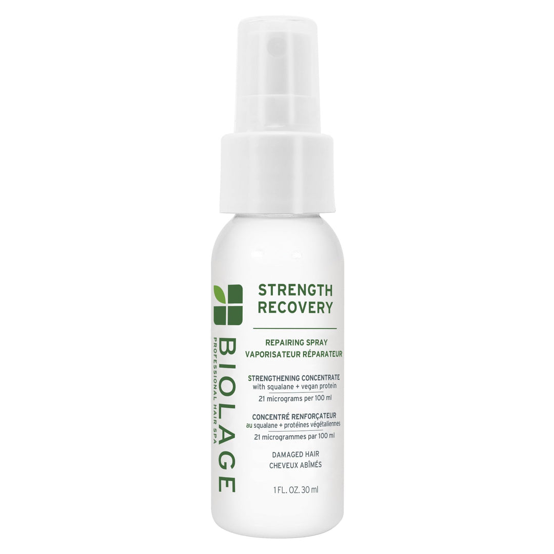 BIOLAGE Strength Recovery Repairing Spray - Strengthens & Protects Damaged Hair, Heat Protectant, With Olive Squalane & Vegan Proteins, For Color-Treated Hair, 1.01 Fl Oz, packaging may vary