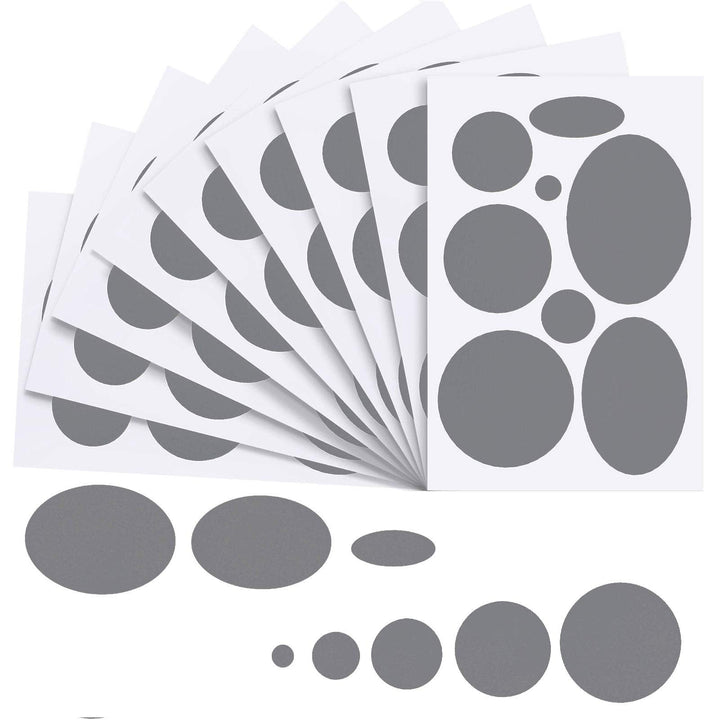 80 Pieces Down Jacket Patches Nylon Repair Tape Self-Adhesive Repair Patch with 8 Sizes for Jacket Tent Outerwear Repair, Round and Oval Shape (Dark Grey)