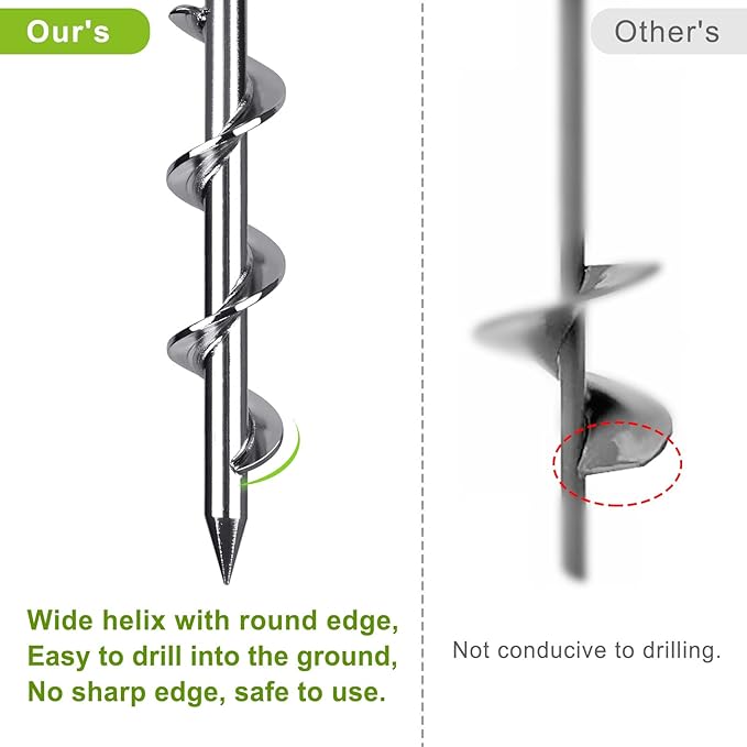 12 Inch Ground Anchors, 4 Pcs Heavy Duty Tent Stakes, Easy to Install and Reusable, for Camping Tents, Trampolines, Sheds, Swing Sets, Securing Animals