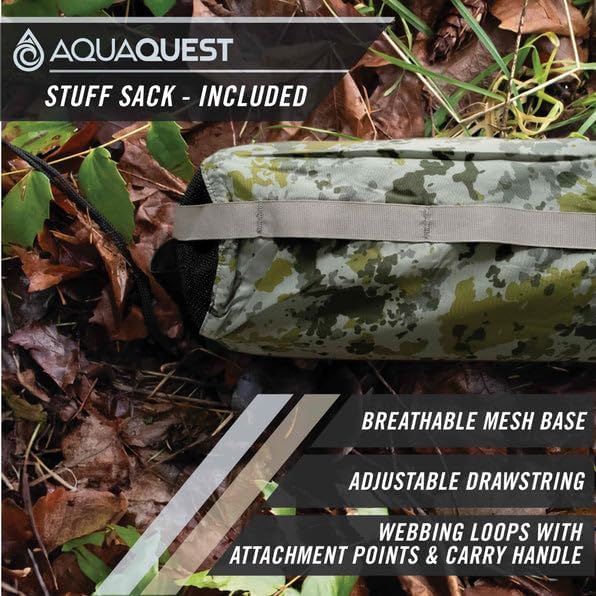 AquaQuest Safari Camping Tarp - Lightweight Durable Rain Fly - Waterproof Camping Essentials for Hiking, Backpacking & Hammock