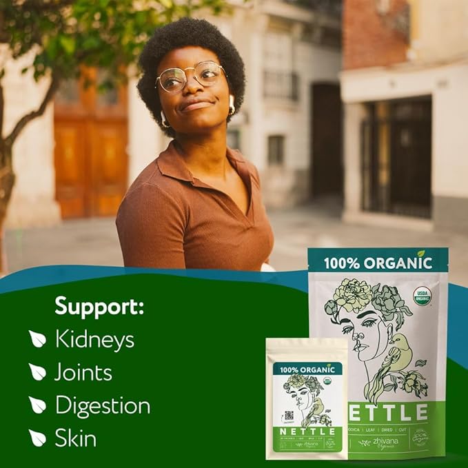 Organic Nettle Tea Loose Leaf (3.5oz) - Stinging Nettles Herb (Urtica Dioica) - Te de Ortiga – Detox, Allergy Relief, Fluid Balance – Supports Kidneys, Joints & Skin