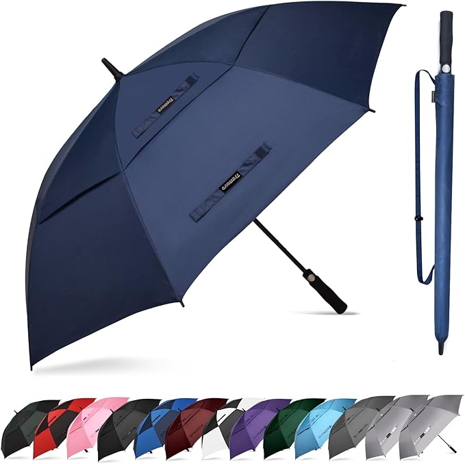 Auto Open Golf Umbrellas 62/68/72 Inch Extra Large Oversize for Business & Home, Ventilated Double Canopy Windproof Waterproof Stick Umbrella for Rain & strong wind