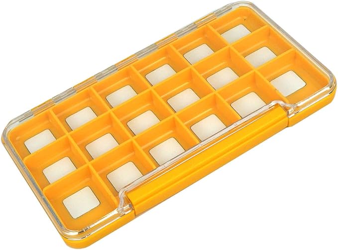 Waterproof Fly Fishing Box Slim Fishing Storage Fishing Tackle Case Multi Magnetic Compartments Tackle Hook Storage Box7.36"X4.02"X0.63" (187X102X16mm)(Orange-H046L18C)