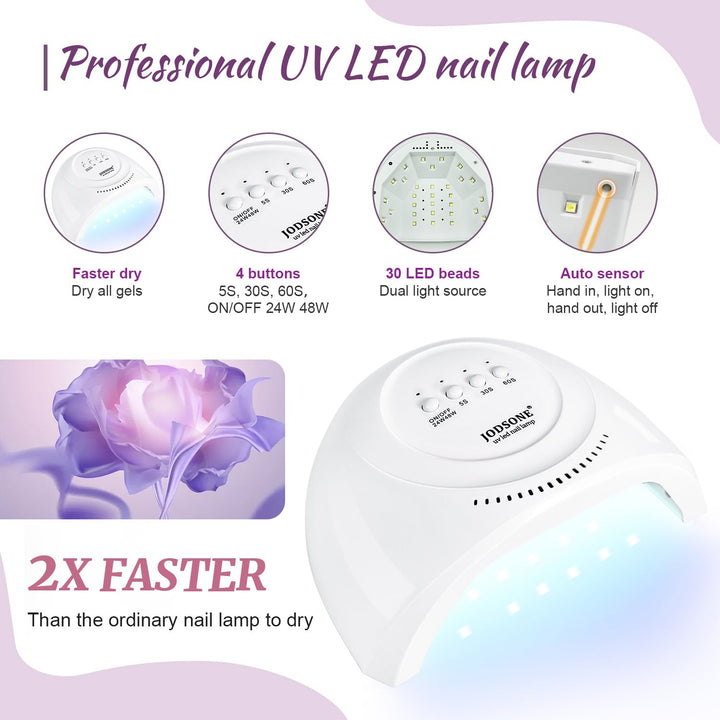 60 PCS Gel Nail Polish Kit | UV Light | 55 Beautiful Colors for Home & Salon