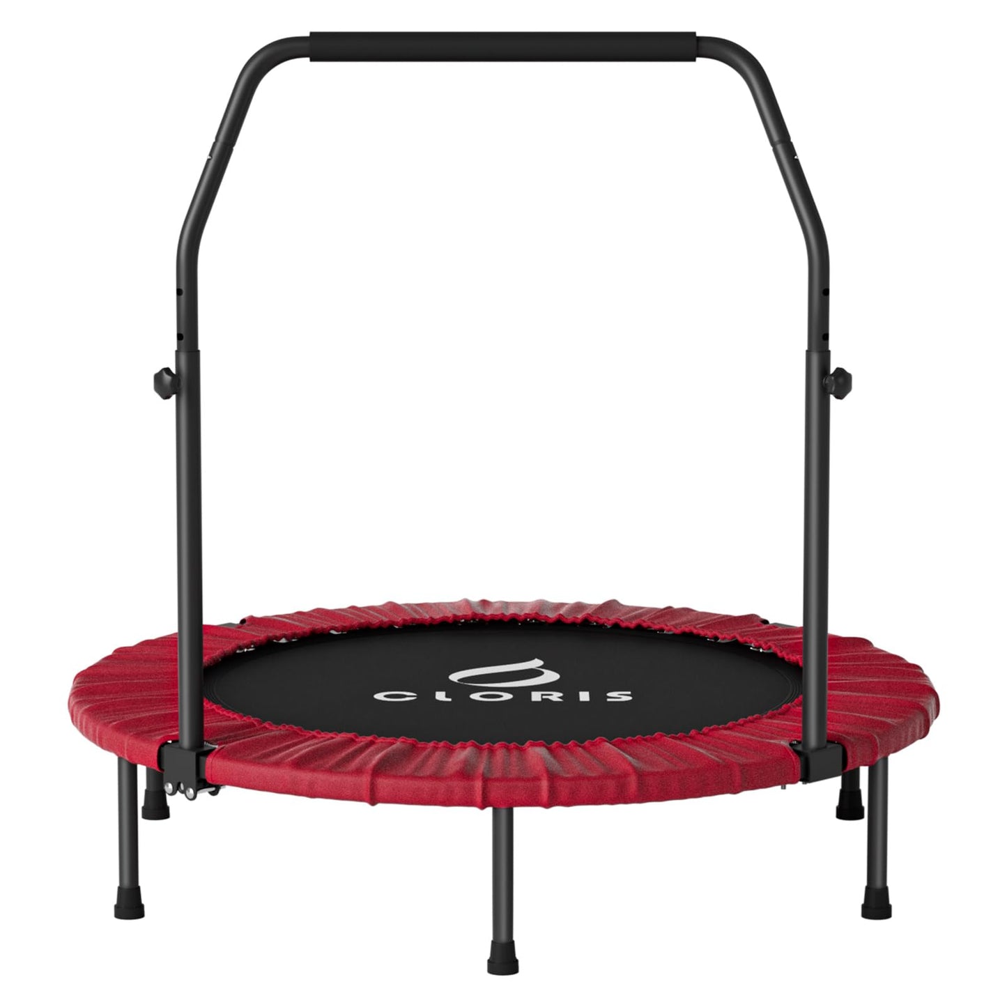 CLORIS 38in/40in/48in Folding Trampoline Mini Rebounder Fitness Trampoline with Adjustable Foam Handle for Kids/Adult, with safty Padded Cover Best Gift for Kids/Adult (Yellow)… (40in-Red)