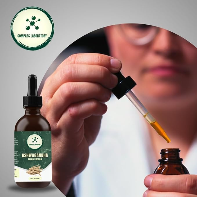 Ashwagandha Liquid Drops - Mood Support and Wellness Supplement - Natural Cortisol Manager and Immune Booster - 2 fl oz