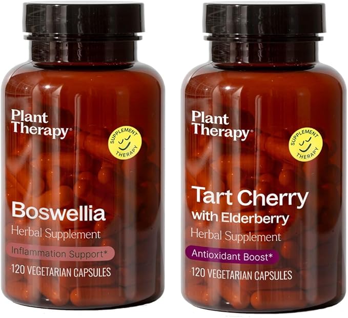 Plant Therapy Boswellia & Tart Cherry with Elderberry Herbal Supplement Capsules