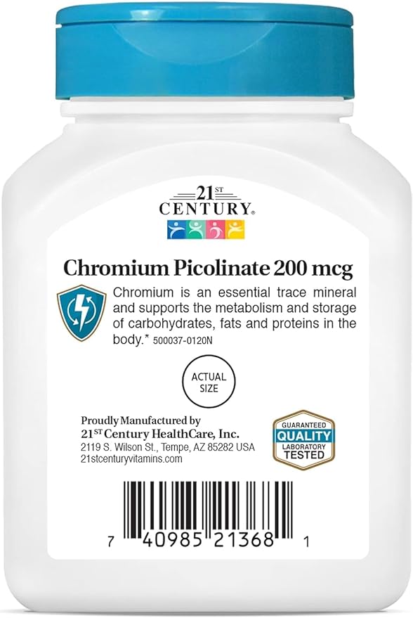21st Century Chromium Picolinate, 200 mcg, 100 Tablets